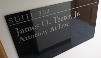 James Teeter Jr. Name Plate on Office Door